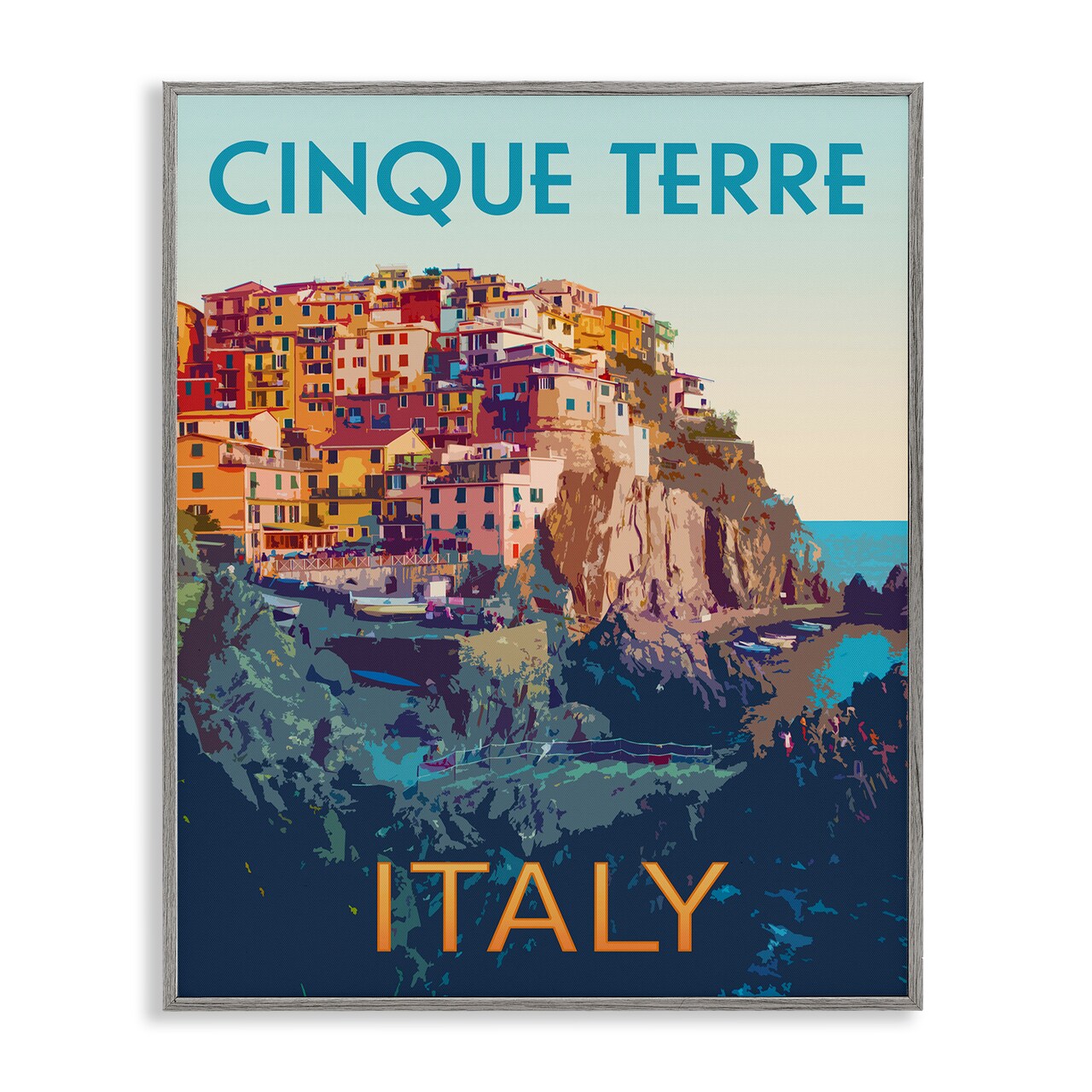 Stupell Industries Italian Coast Cityscape Framed Giclee Design by Victoria Barnes